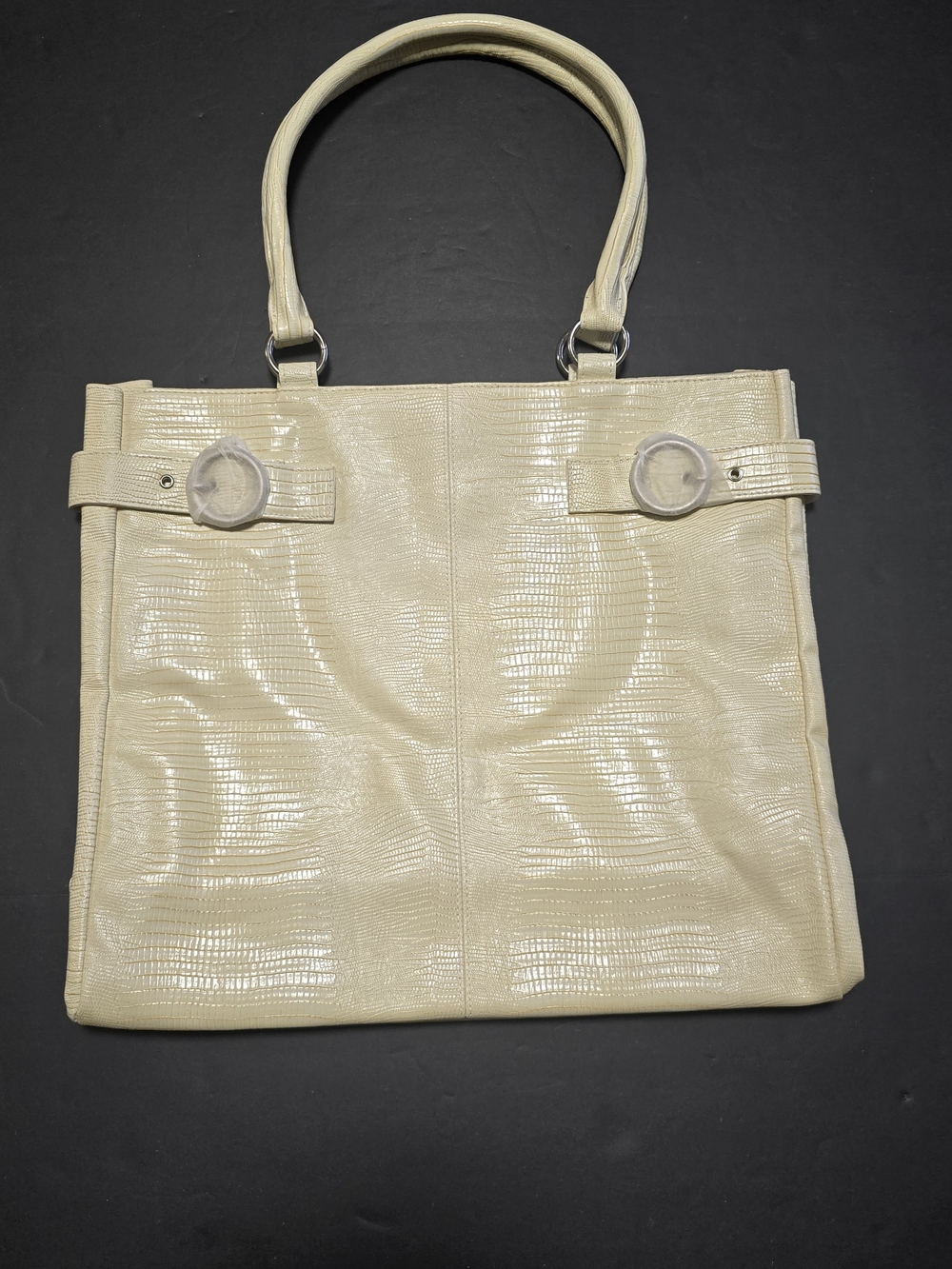 Elizabeth Taylor Tote Bag Faux Suede Tan And Gold Large Tote